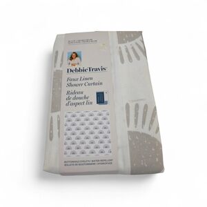 Faux Linen Shower Curtain - White and Gray